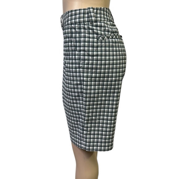 Nike Golf Athletic Dri Fit Green White Plaid Stretch Bermuda Shorts Womens 12 - Picture 6 of 9
